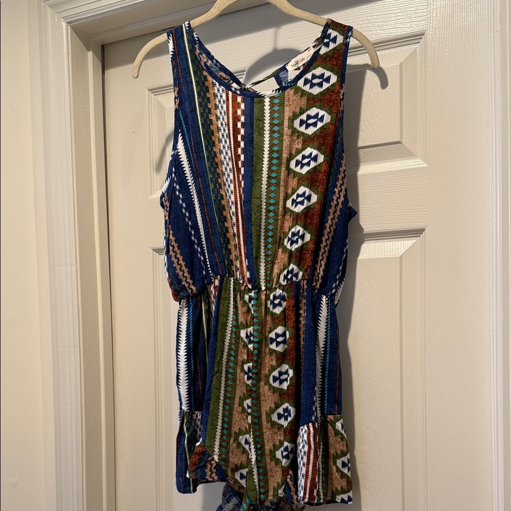 New Aztec Geometric Multicolor Pattern Open Back … - image 3